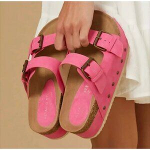 Altard State Pink Platform Sandals W/ Adjustable Buckles & Cork Sole Womens Size